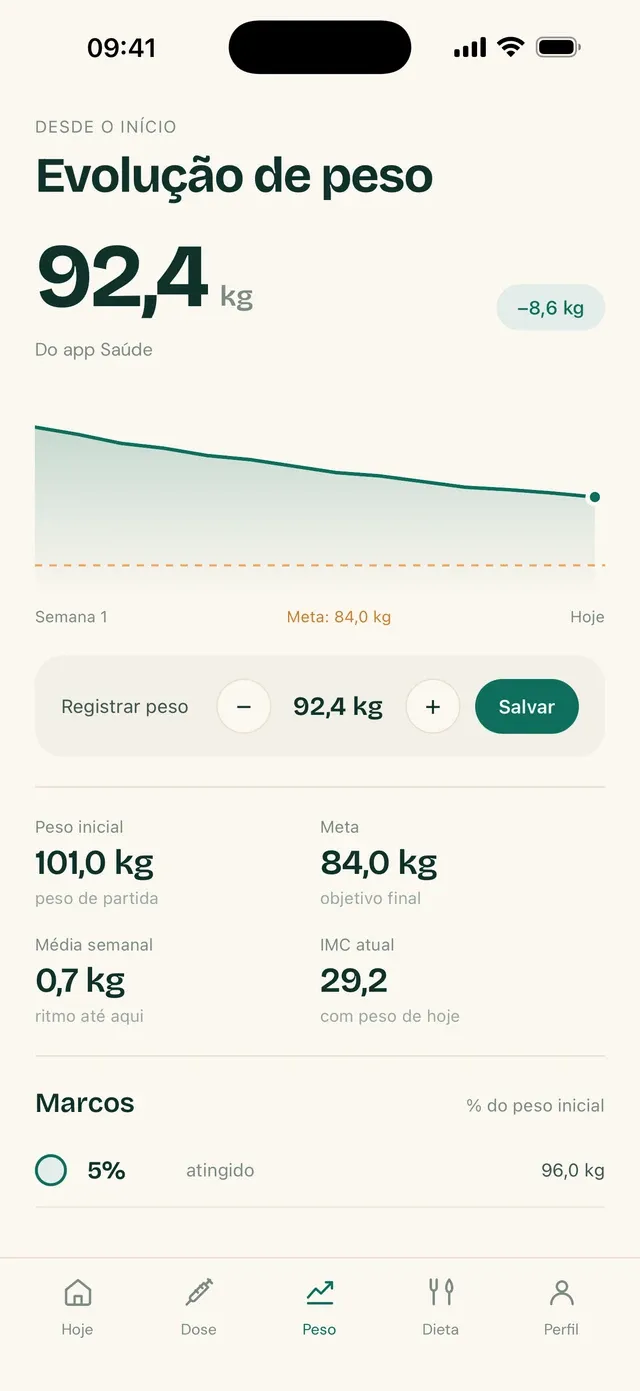 Tela de conexão com o app de saúde do aparelho